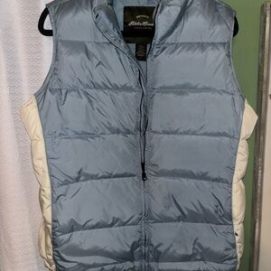 Eddie Bauer Men's Light Blue and Cream Vest